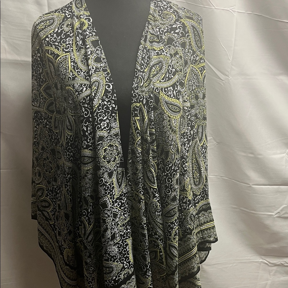 Catherines Black and Green Paisley Cape